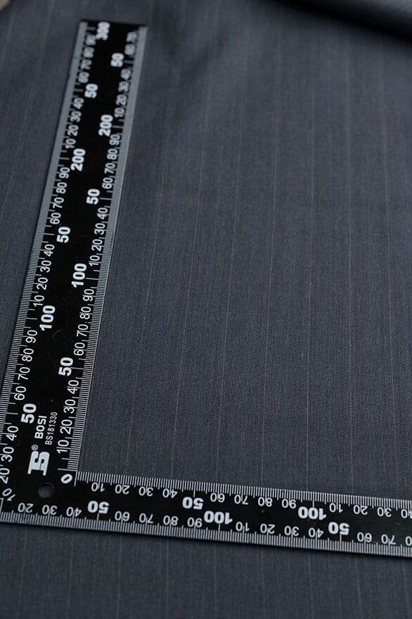 V20406 Wain Shiell Charcoal Stripe 120s Wool - 2.9m VINTAGE Wain Shiell