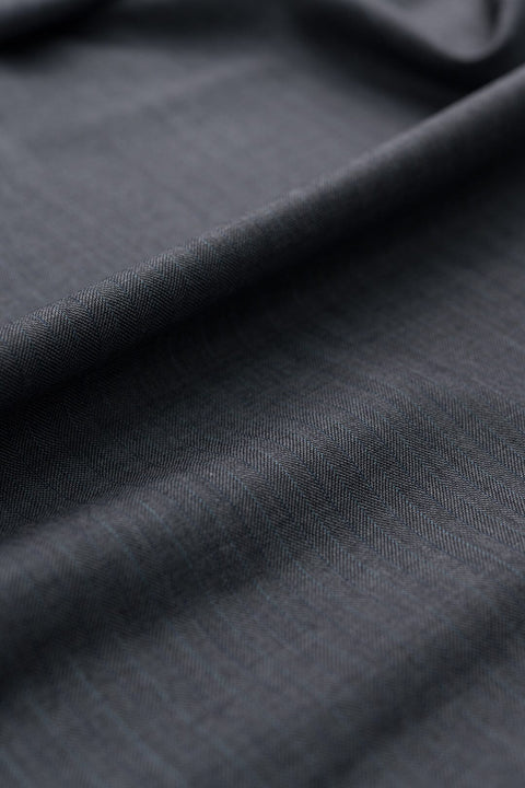 V20529 Gray Herringbone 120s Wool & Cashmere -2.3m VINTAGE Vintage