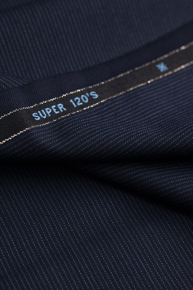 V20553 Marine Blue Stripe 120s Wool -2.8m VINTAGE Vintage