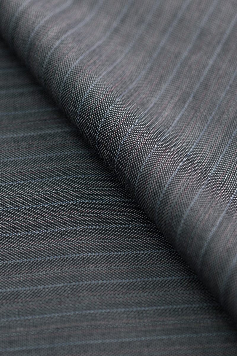 V20588 DORMEUIL Silver Gray Stripe 100s Wool -1.9m VINTAGE DORMEUIL