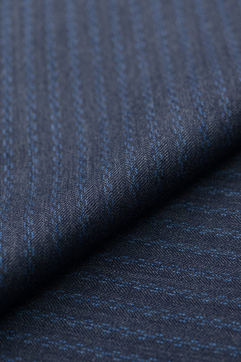 V20596 Scabal Slate Blue Stripe Wool -2.9m VINTAGE Scabal
