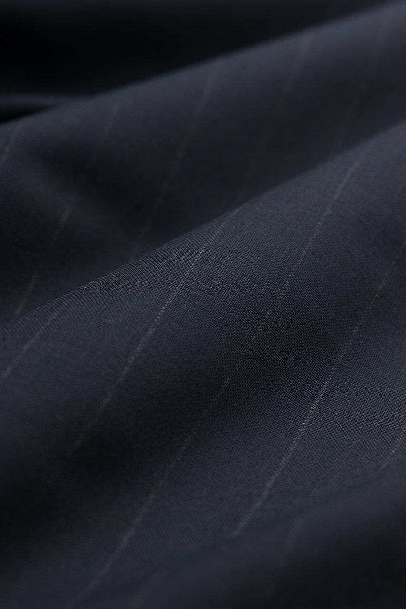 V20600 Navy Stripe Cashmere Wool -2.2m VINTAGE Vintage