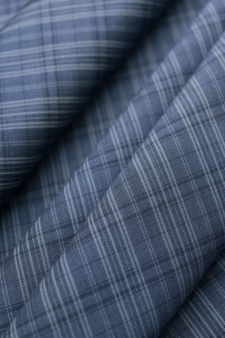 V23017 Slate Blue Stripe Silk Mixed Suiting -2.2m VINTAGE Vintage