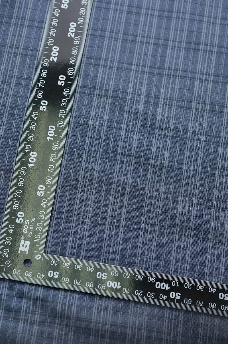 V23017 Slate Blue Stripe Silk Mixed Suiting -2.2m VINTAGE Vintage