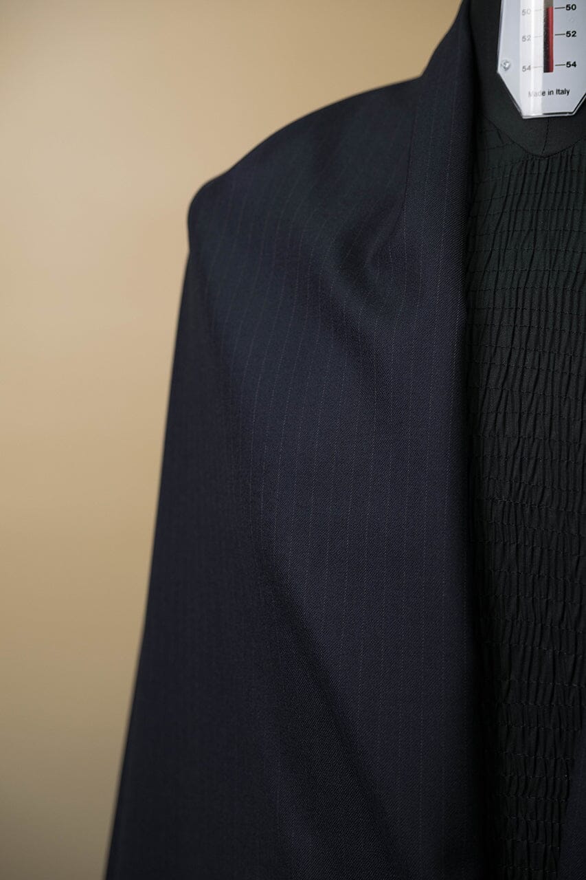 V23026 Dark Blue Stripe Wool Suiting 3.3m VINTAGE Vintage