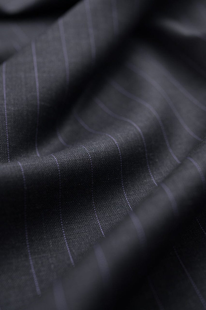 V23045 Graphite Chalk Stripe 120's Wool Suiting -3.7m VINTAGE Vintage