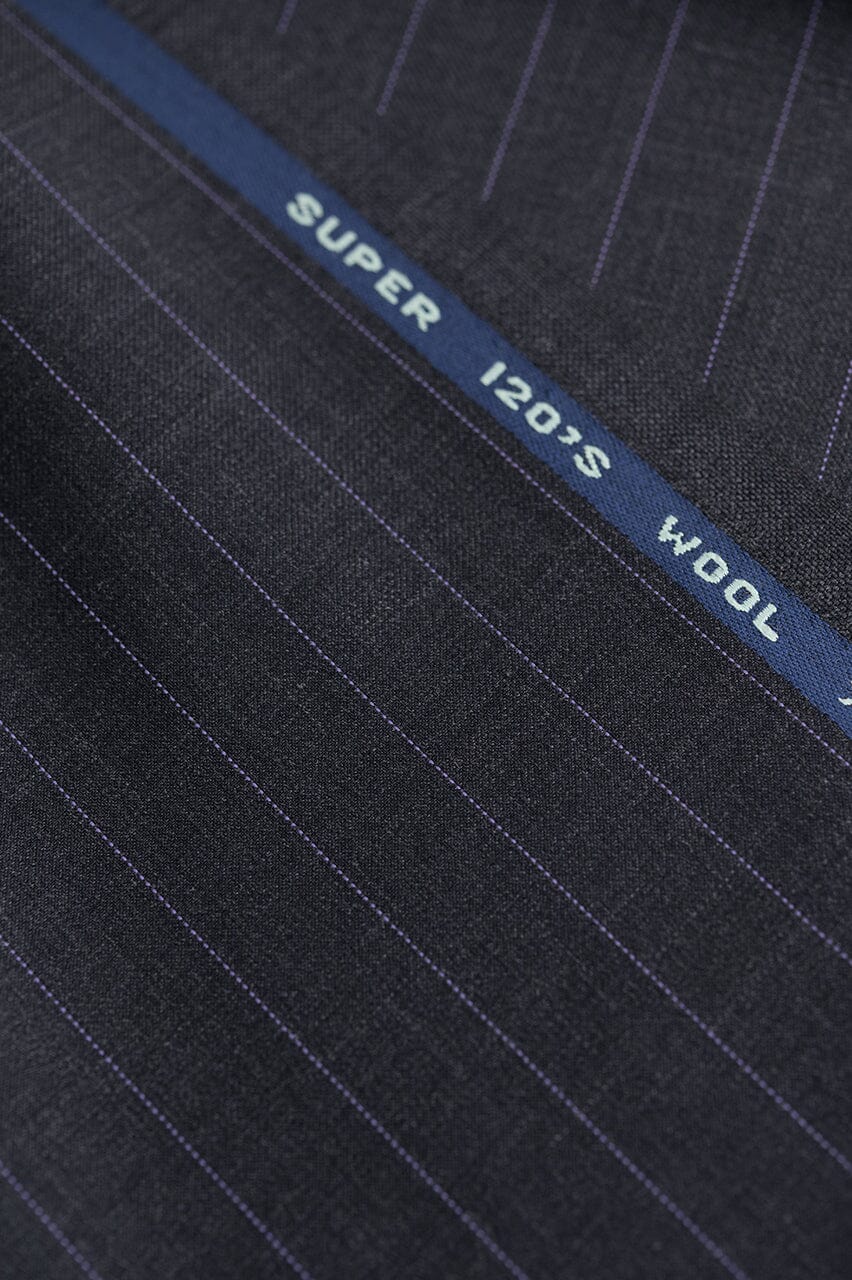 V23045 Graphite Chalk Stripe 120's Wool Suiting -3.7m VINTAGE Vintage