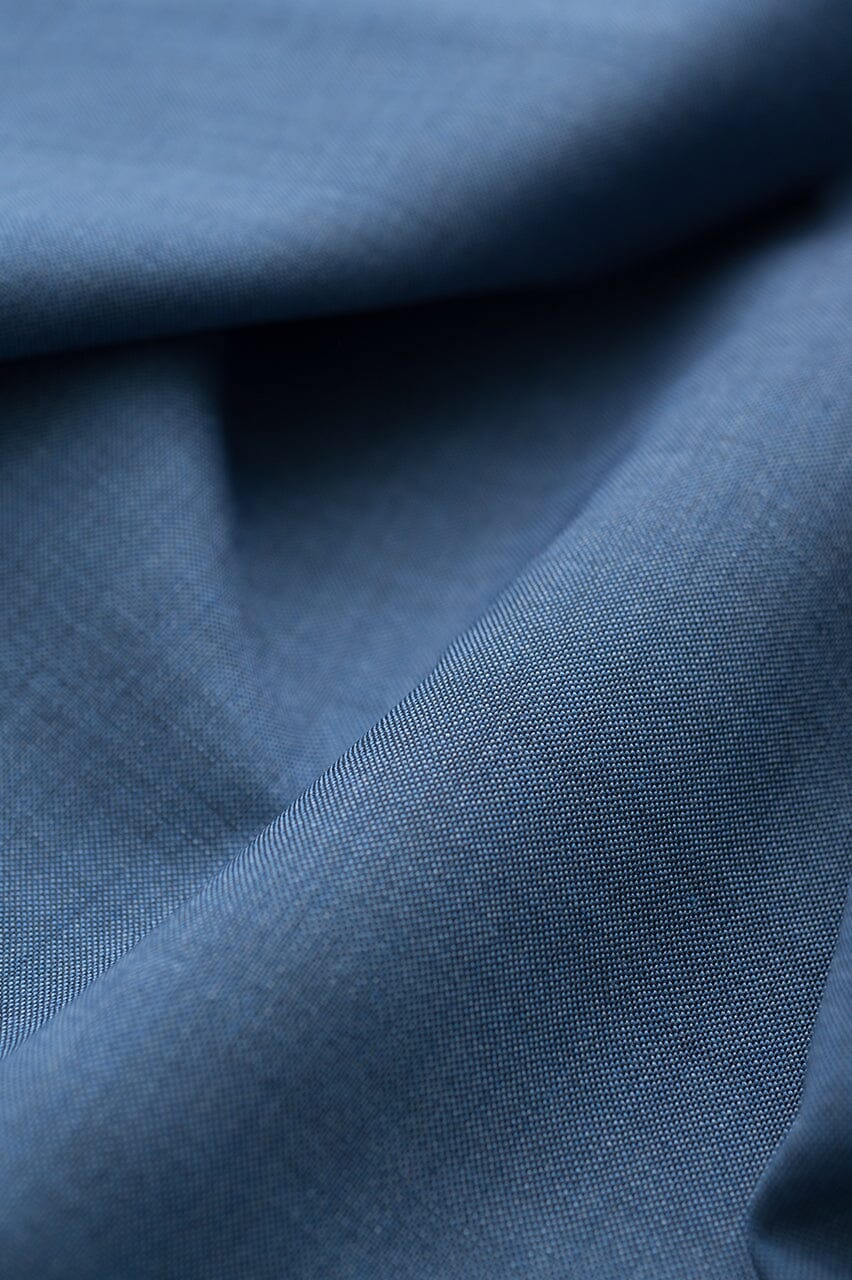 V23055 Blue Plain Wool Mohair Suiting -3m VINTAGE Vintage