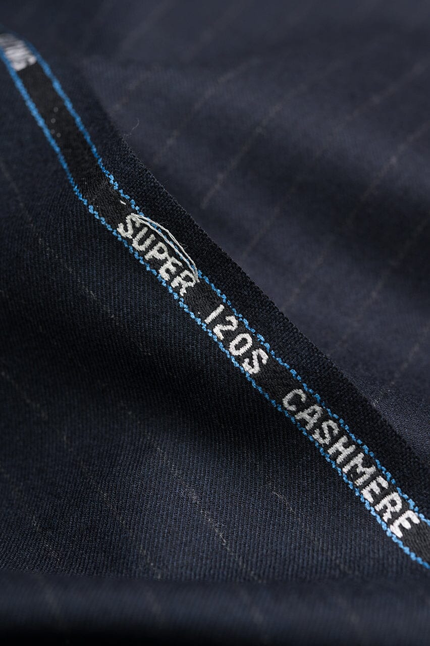 V23070 Dark Blue Stripe 120's Cashmere Wool Suiting -3m VINTAGE Vintage