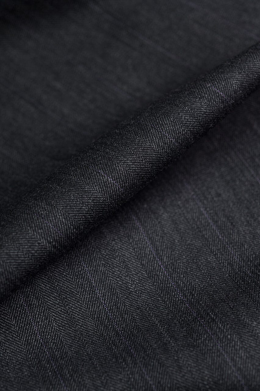V23082 Charcoal Purple Stripe 120's Cashmere Wool Suiting -2m VINTAGE Vintage