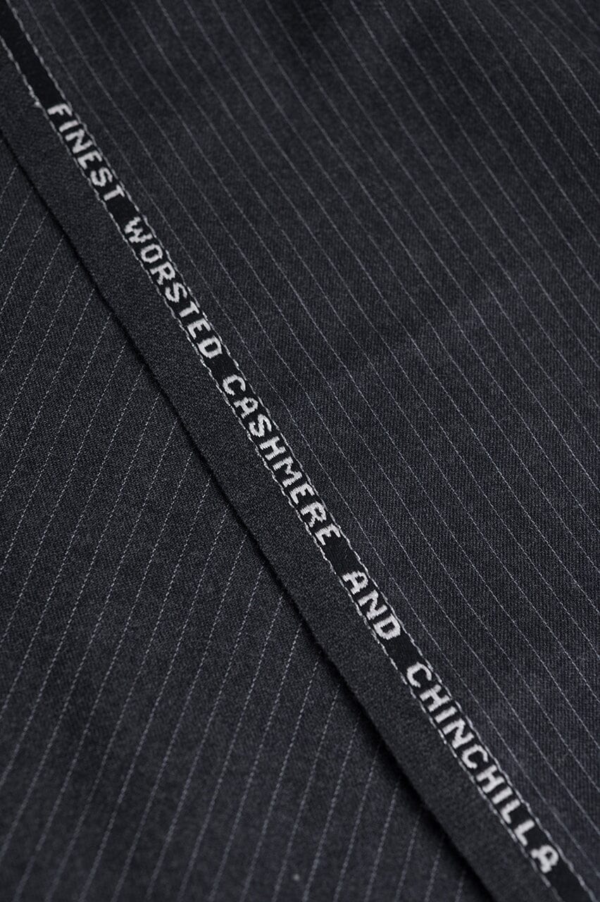 V23116 Charcoal Stripe Chinchilla Cashmere Suiting -1.5m VINTAGE Savoy