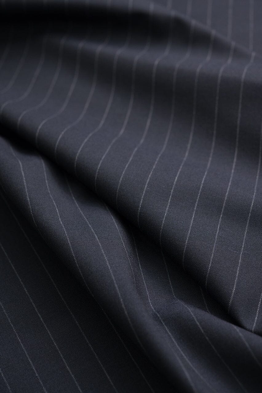 V23130 Prussian Blue Stripe Wool -1.3m VINTAGE Vintage