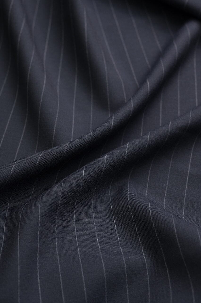V23130 Prussian Blue Stripe Wool -1.3m VINTAGE Vintage