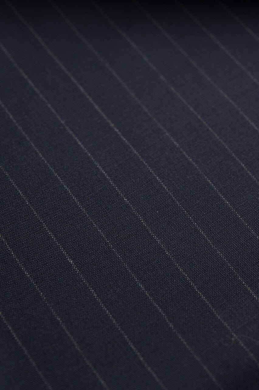 V23131 Scabal Prussian Blue Stripe Wool Suiting -2.2m VINTAGE Vintage