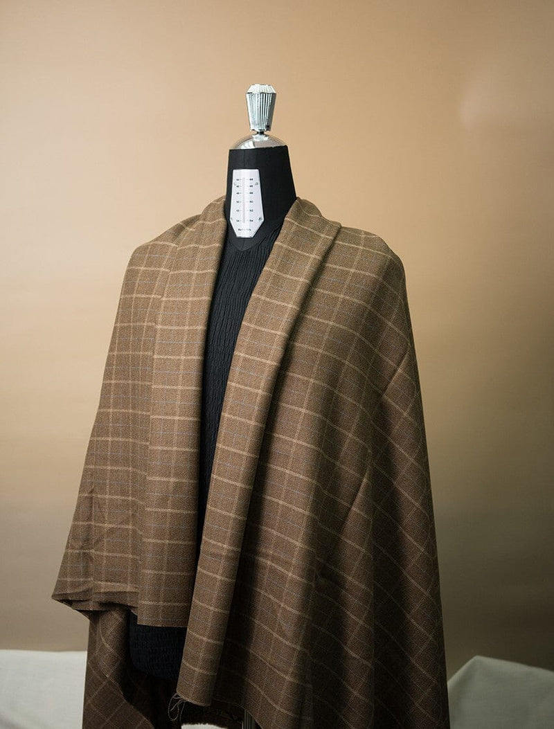 V23137 Brown Windowpane Wool Jacketing 1.7m VINTAGE Giorgio Vallino