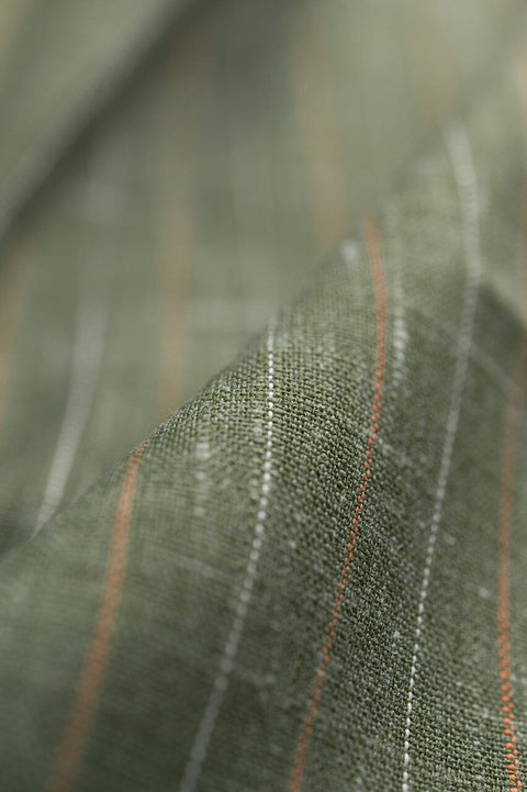 V23166 Green Stripe Linen Wool - 1.9m VINTAGE Vintage