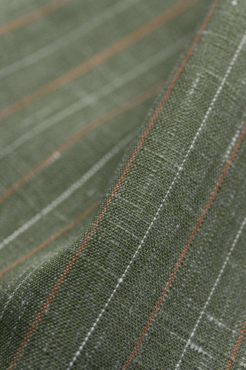 V23166 Green Stripe Linen Wool - 1.9m VINTAGE Vintage