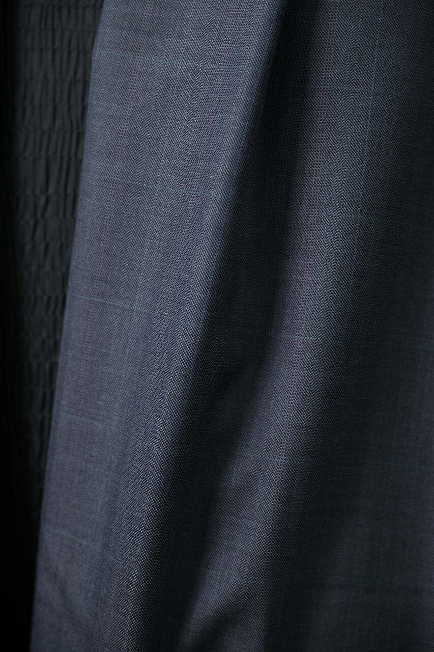 V23218 Dark Blue Windowpane 120's Wool Suiting -3m VINTAGE Vintage