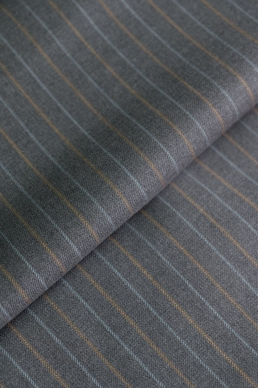 V23230 Grey Twill with Stripes Suiting -3.1m VINTAGE CERRUTI 1881