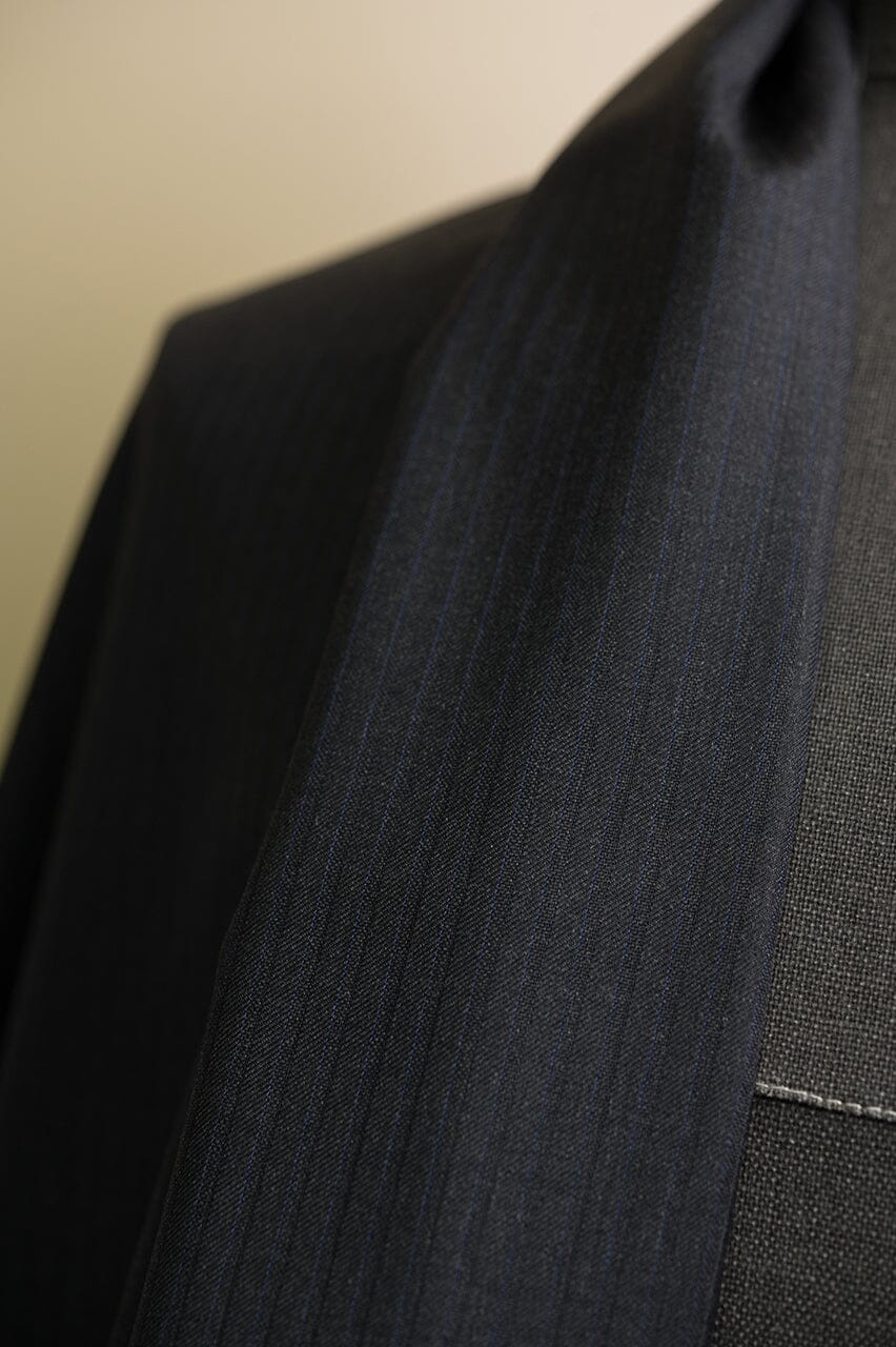V23254 VBC Black&Blue Stripe 110's Wool Suiting -3m VINTAGE VBC