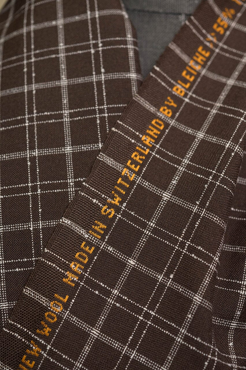 V23255 Brown Check Wool & Trevira Jacketing -1.7m VINTAGE Vintage