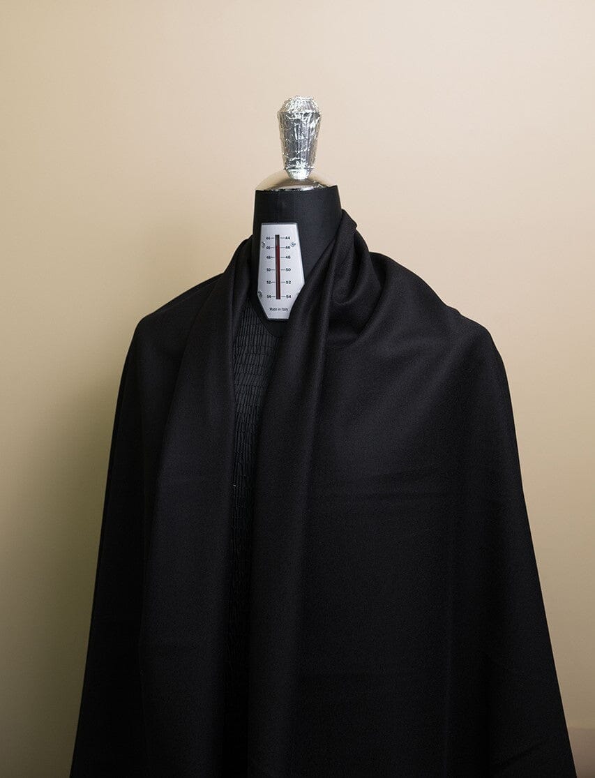 V23268 Marco Polo Black Plain 100's Wool Suiting -1.5m VINTAGE Vintage