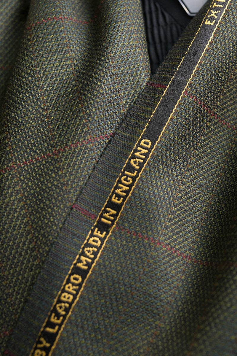 V23272 Green Check Merino Wool&Silk Suiting -4m VINTAGE Vintage