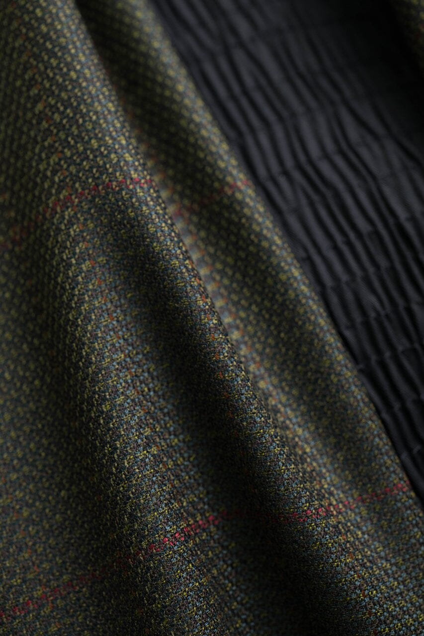 V23272 Green Check Merino Wool&Silk Suiting -4m VINTAGE Vintage