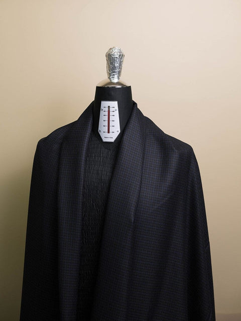 V23283 Black&Blue Check Wool & Cashmere Suiting -3.1m VINTAGE Vintage
