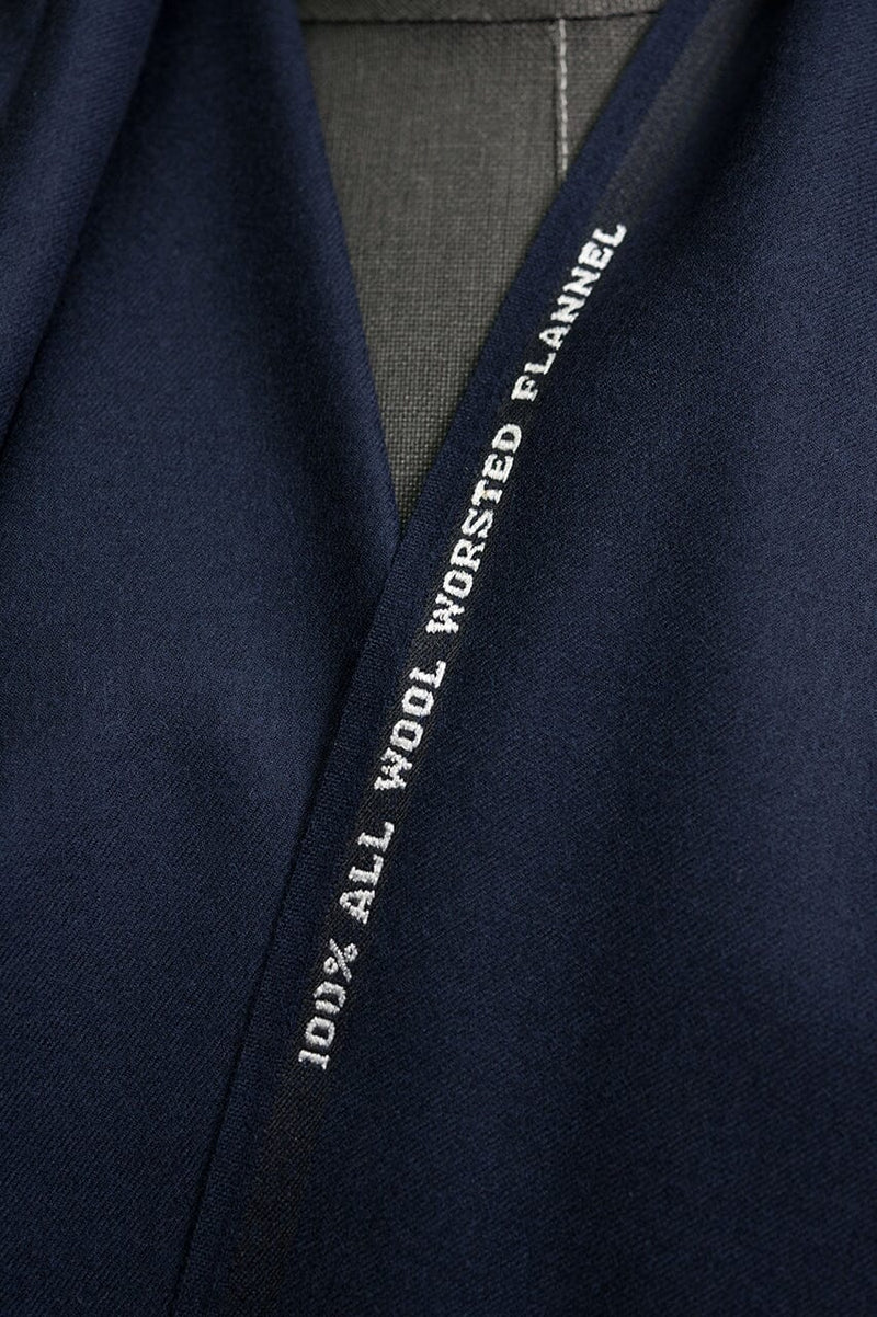 V23293 Navy Plain Wool Flannel Suiting -2.9m VINTAGE Vintage