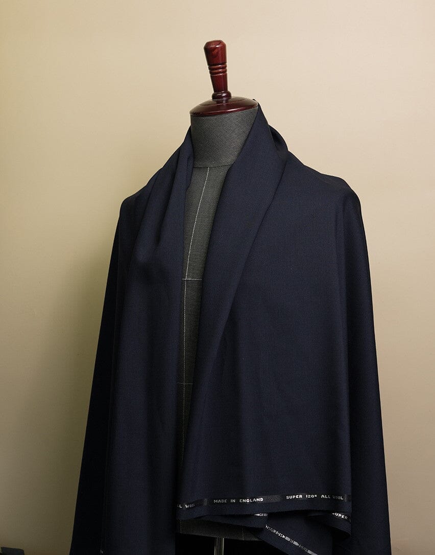 V23297 Navy Plain 120's Wool Suiting-2.1m VINTAGE Vintage