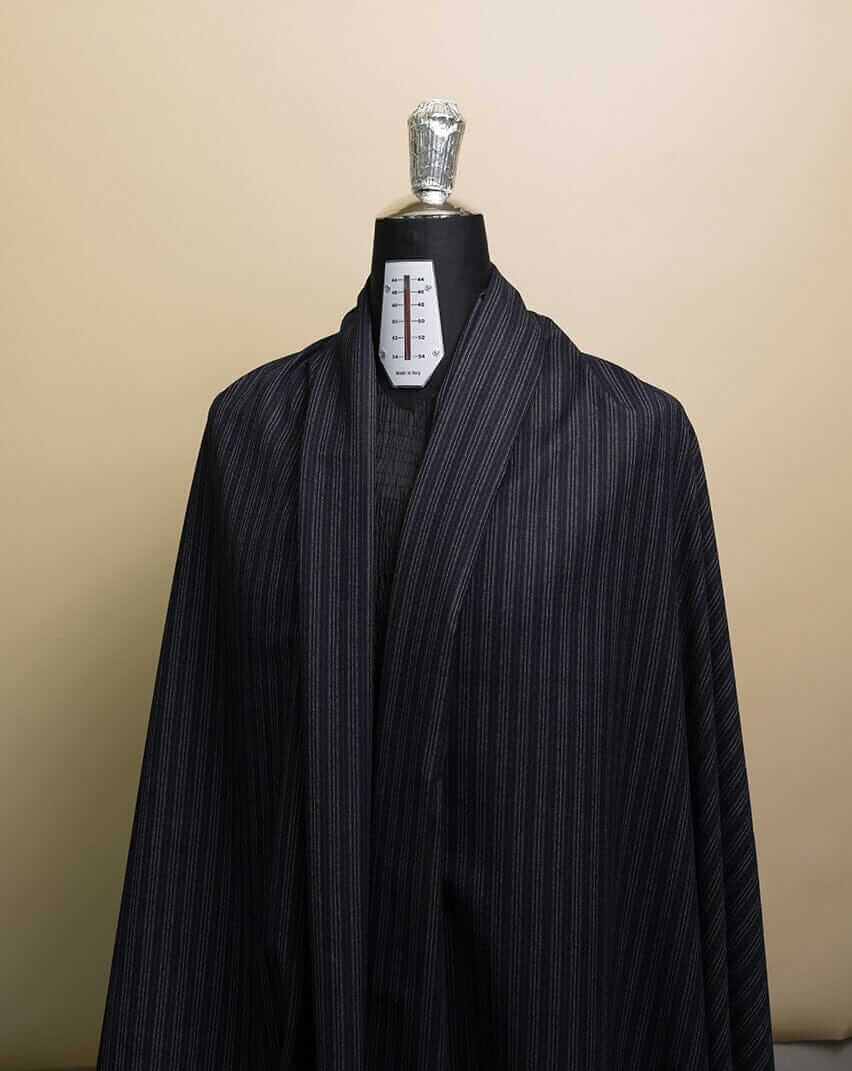 V23341 Dark Blue Stripe Super 100's Wool Suiting -3m VINTAGE Vintage