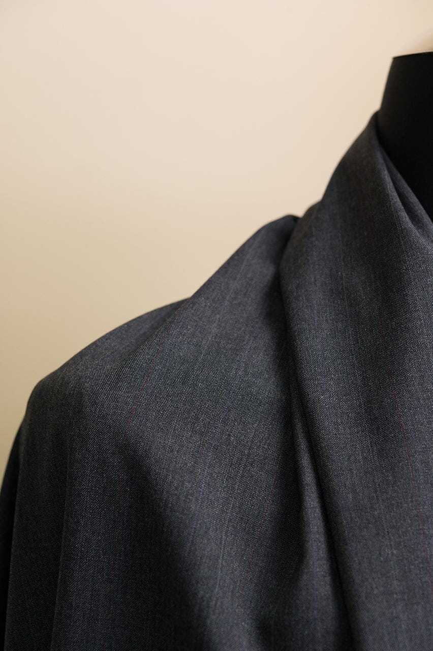 V23343 Grey Stripe Wool Cashmere Suiting -3m VINTAGE Vintage