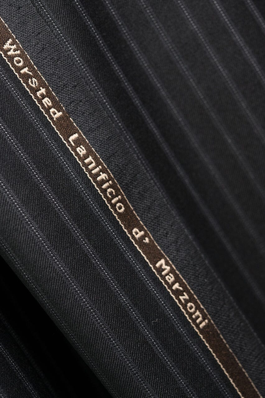 V23349 Marzoni Black Stripe Wool Cashmere Suiting -3.1m VINTAGE marzoni