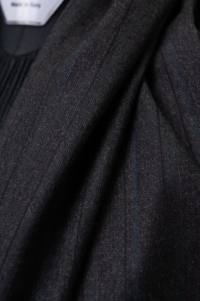 V23476 Charcoal Stripe Pure Wool Suiting-3m VINTAGE Vintage