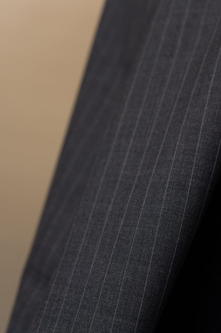 V23478 Grey Pencil Stripe 120's Wool Suiting-3m VINTAGE Vintage