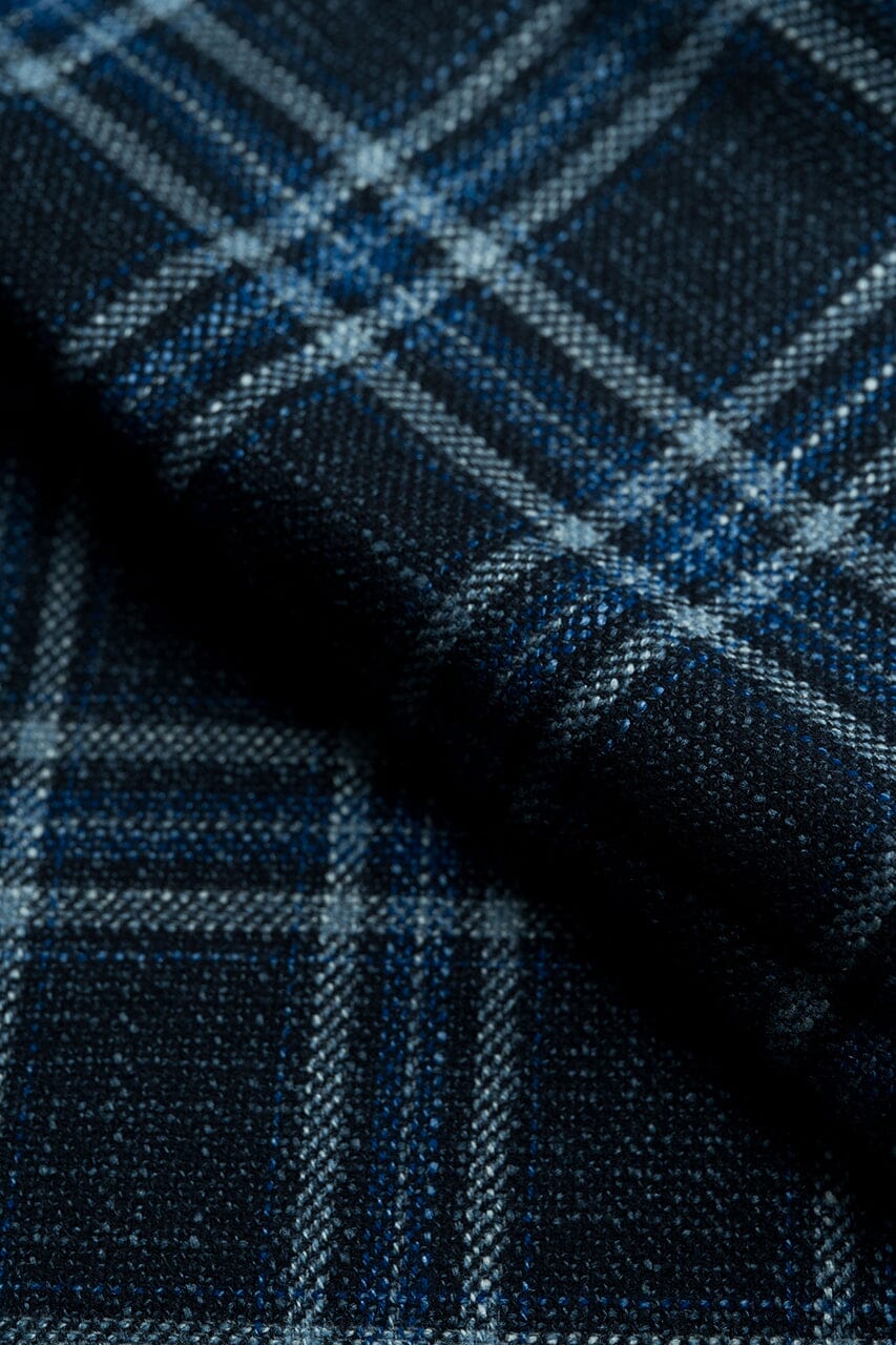 LaGondola Suit Fabric-VBC GC50303 VBC Wool Silk Jacketing-7.5x10cm Blue Plaid