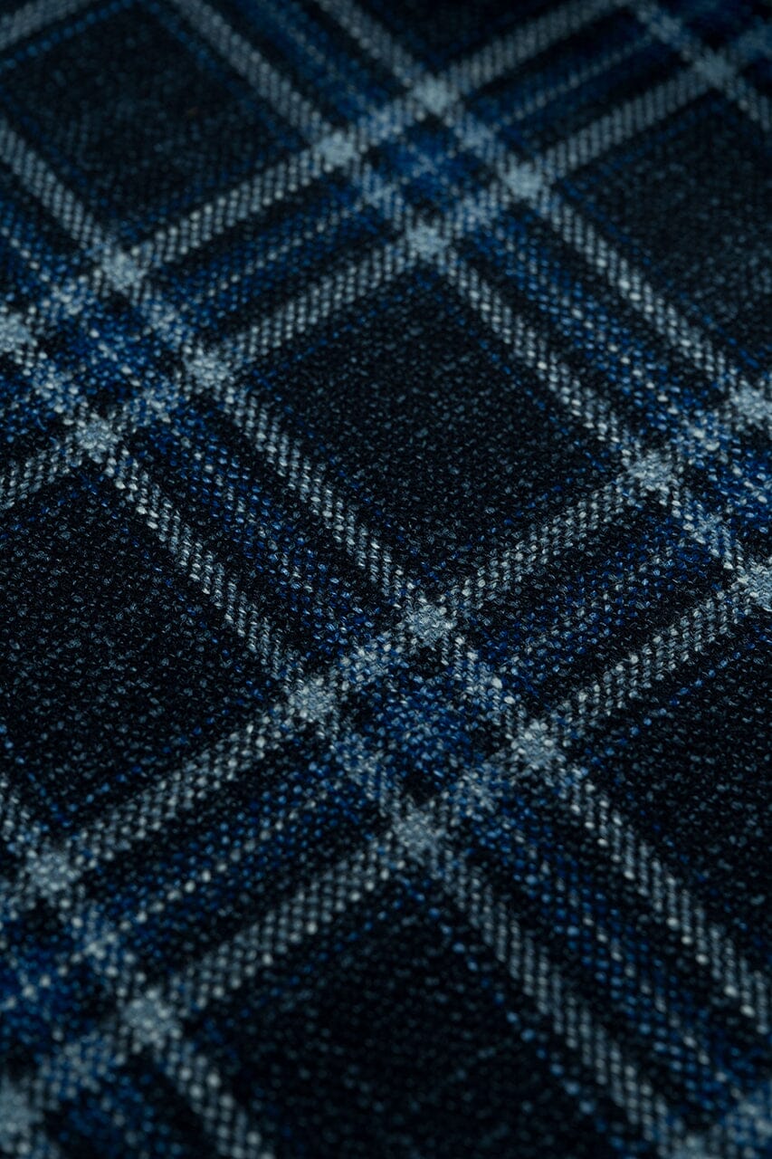 LaGondola Suit Fabric-VBC GC50303 VBC Wool Silk Jacketing-7.5x10cm Blue Plaid