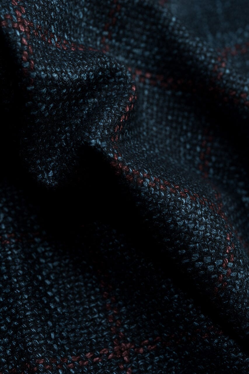 LaGondola Suit Fabric-VBC GC50304 VBC Wool Silk Jacketing-6.5x8cm Navy Windowpane