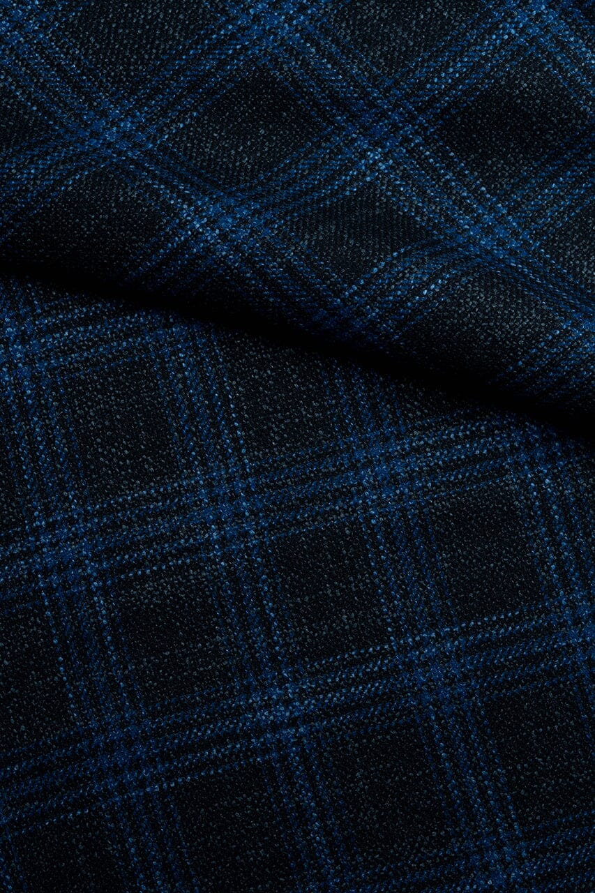 LaGondola Suit Fabric-VBC GC50306 VBC Wool Silk Jacketing-6x8cm Blue Plaid