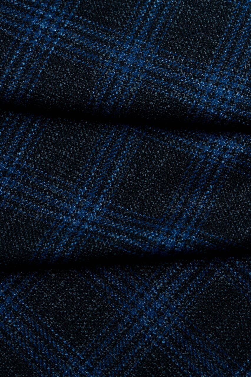 LaGondola Suit Fabric-VBC GC50306 VBC Wool Silk Jacketing-6x8cm Blue Plaid