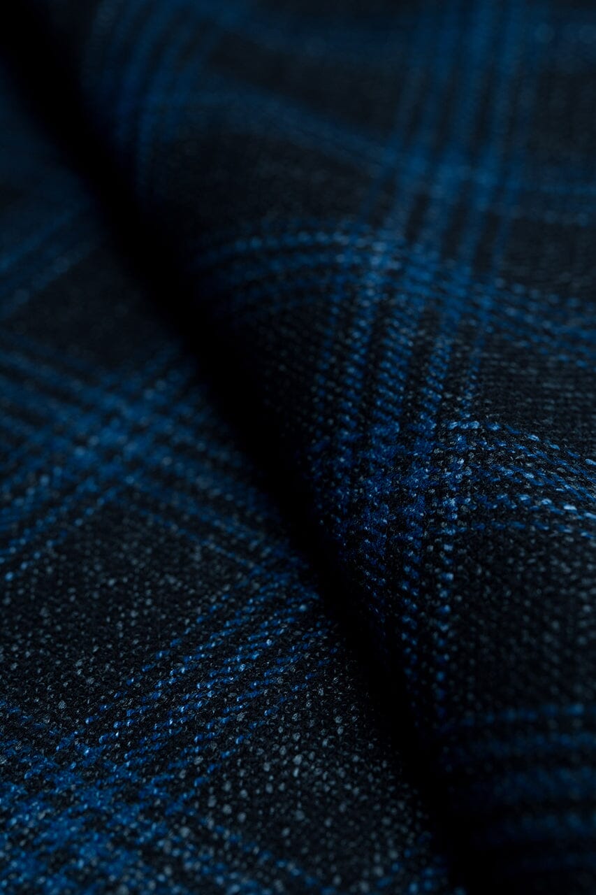 LaGondola Suit Fabric-VBC GC50306 VBC Wool Silk Jacketing-6x8cm Blue Plaid