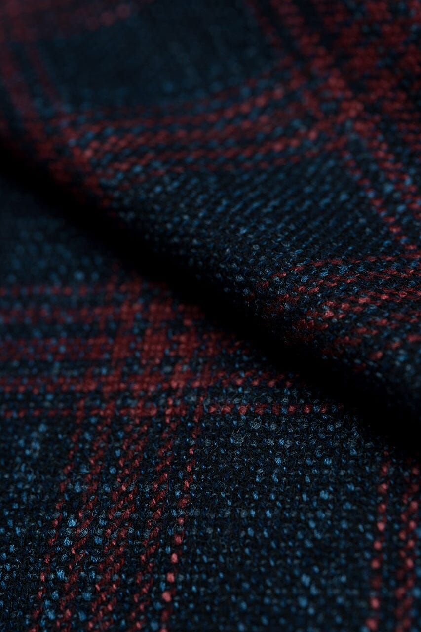 LaGondola Suit Fabric-VBC GC50307 VBC Wool Silk Jacketing-6x8cm Navy Plaid