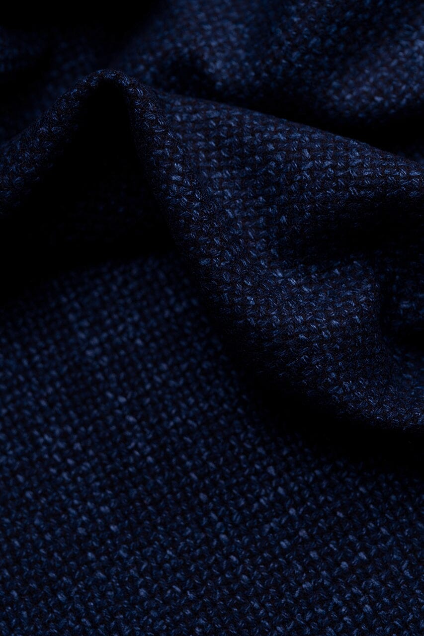 LaGondola Suit Fabric-VBC GC50316 VBC Wool Silk Jacketing-DkBlue Basketweave