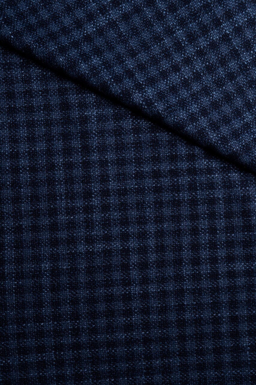 LaGondola Suit Fabric-VBC GC50323 VBC Wool Silk Jacketing-Blue Mini Plaid