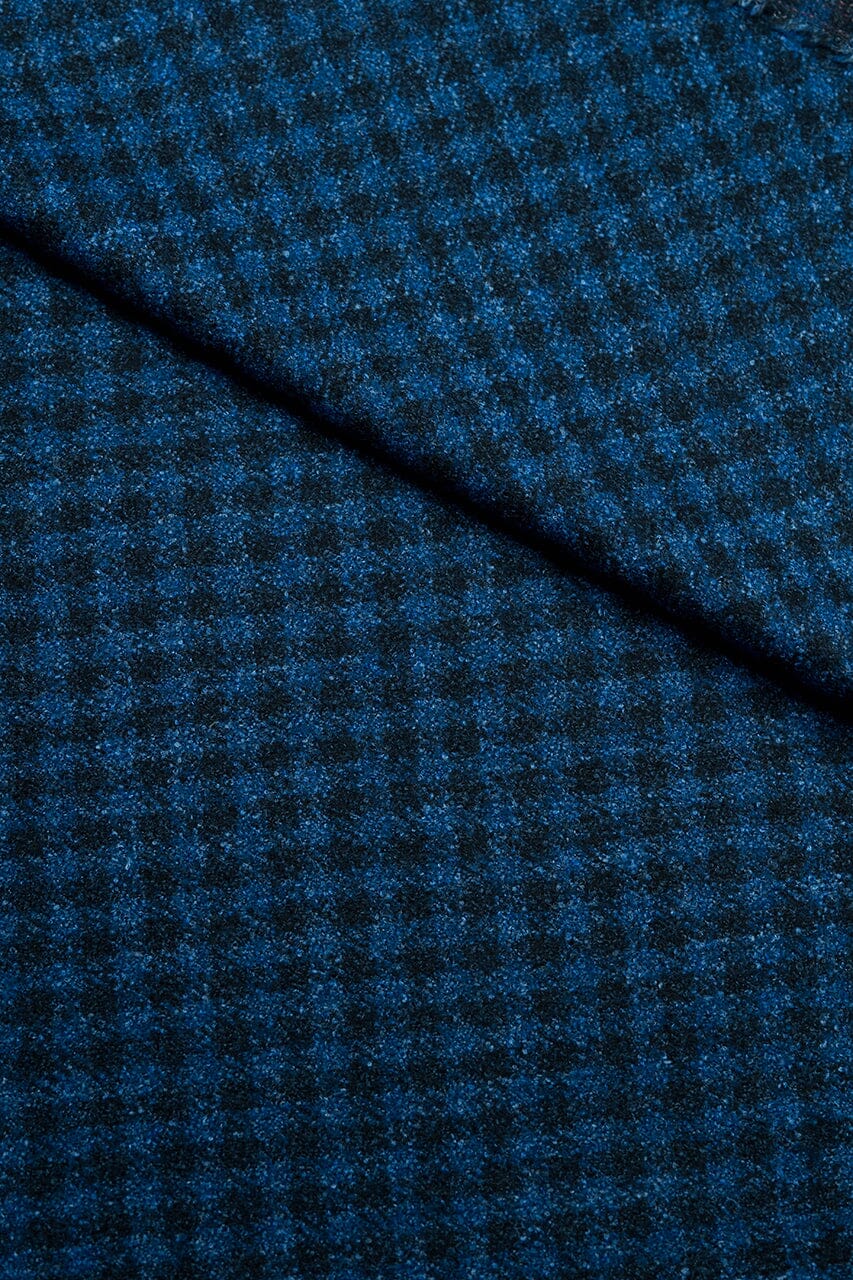 LaGondola Suit Fabric-VBC GC50412 VBC Wool Blended Jacketing-Navy&Blue Mini Plaid