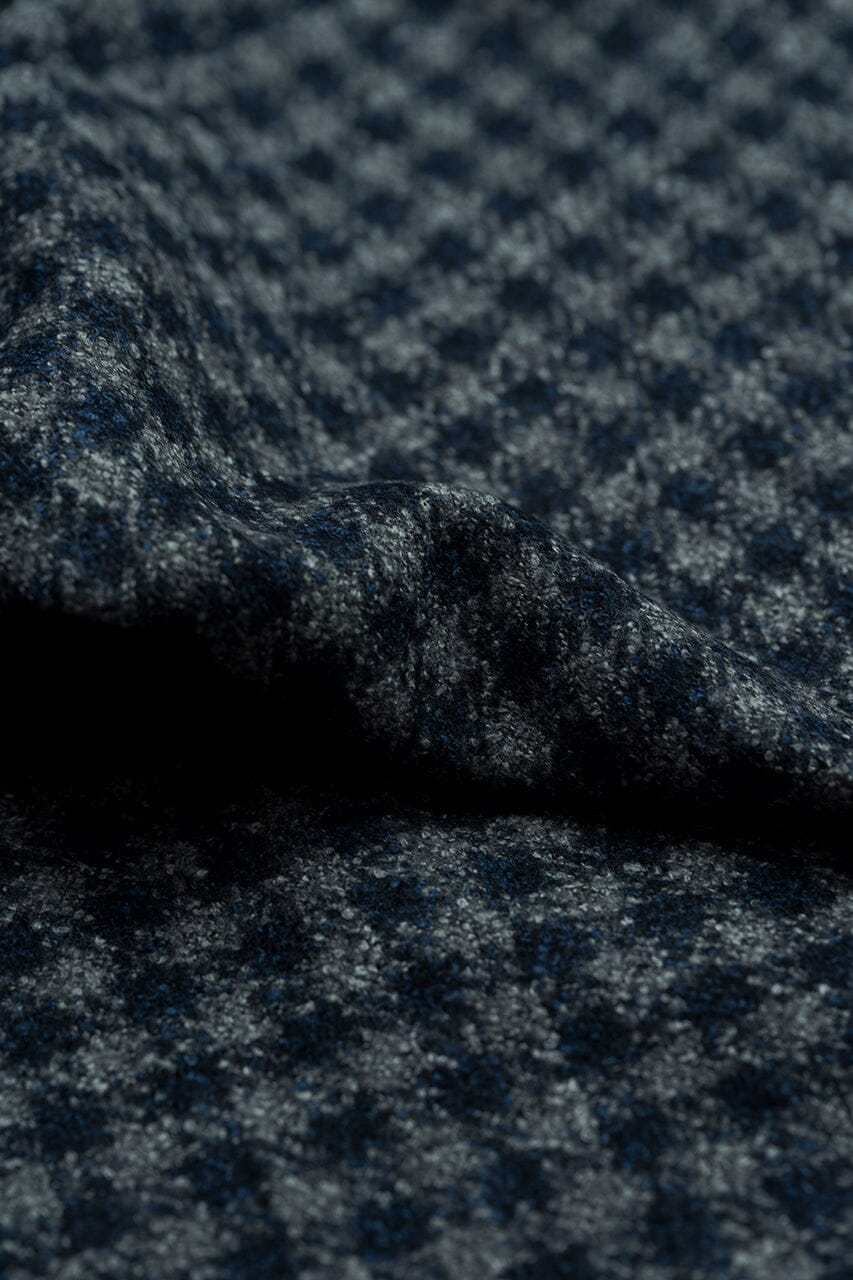 LaGondola Suit Fabric-VBC GC50413 VBC Wool Blended Jacketing-Navy&Grey Mini Plaid