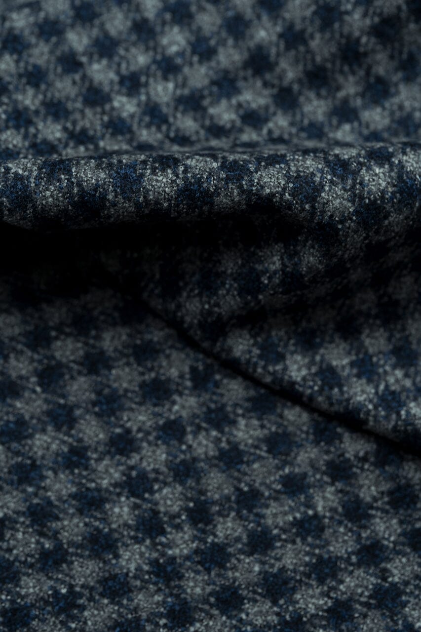 LaGondola Suit Fabric-VBC GC50413 VBC Wool Blended Jacketing-Navy&Grey Mini Plaid