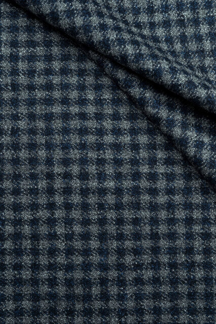 LaGondola Suit Fabric-VBC GC50413 VBC Wool Blended Jacketing-Navy&Grey Mini Plaid