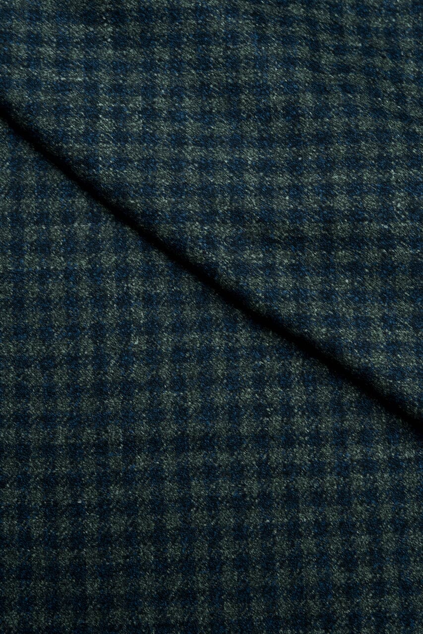 LaGondola Suit Fabric-VBC GC50414 VBC Wool Blended Jacketing-Navy&Gren Mini Plaid